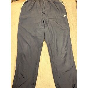Adidas Men's Large Navy Blue 3-Stripes Windbreaker Track Pants Mesh Lined